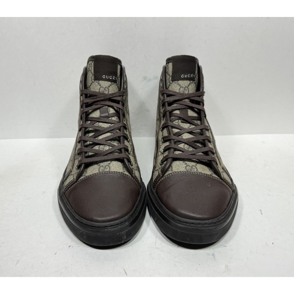 Gucci Brown Monogram High-Top Canvas Sneakers GG California Men's 10 US / 9 G - Picture 2 of 8